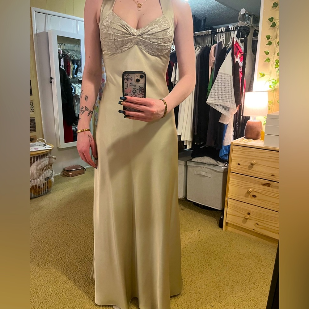 Elegant Cream Halter Dress